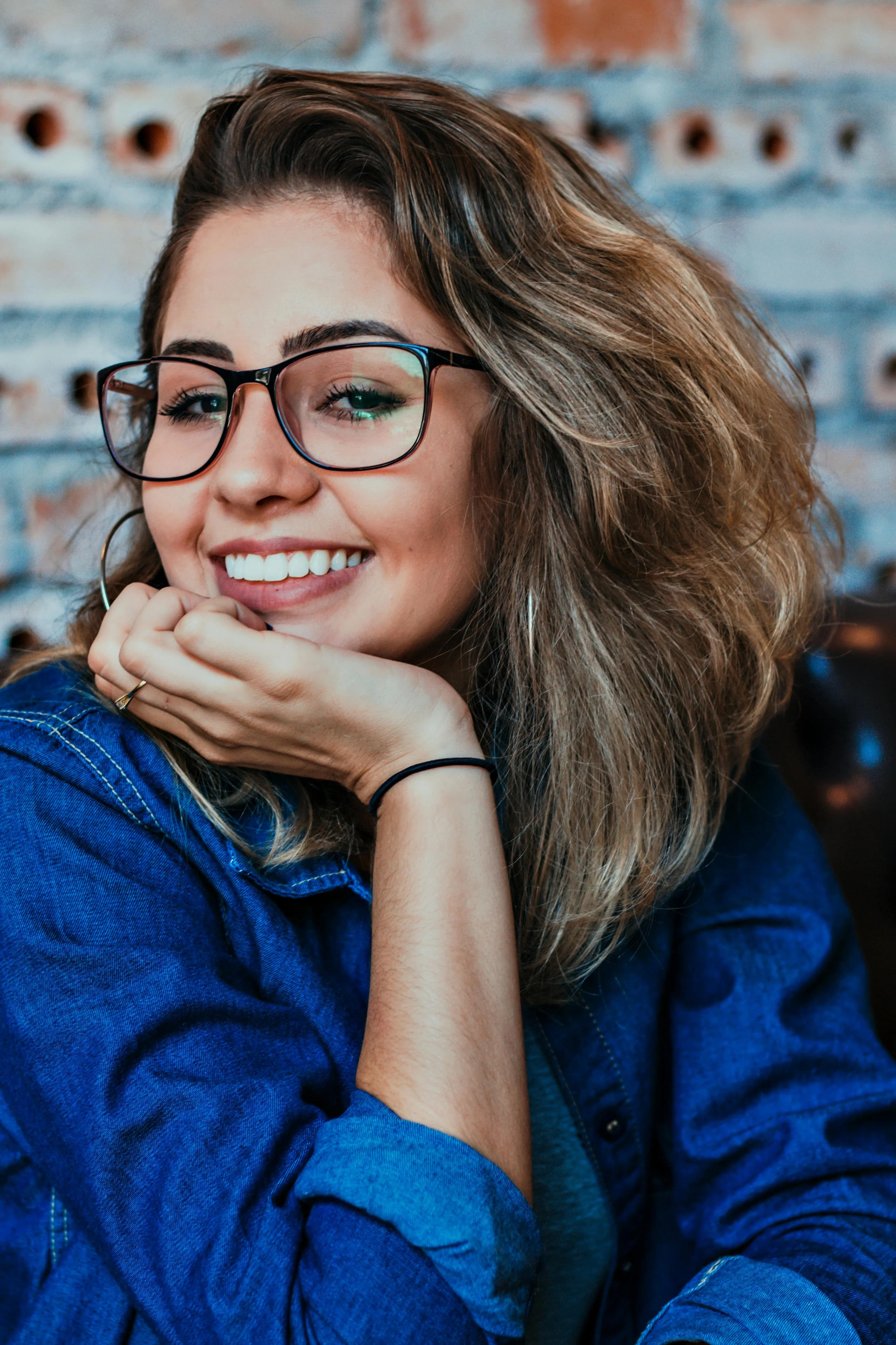 Smiling woman wearing glasses